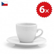 6 × Šálek na espresso oblý - český porcelán 70 ml